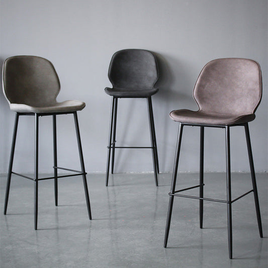 Contemporary Faux Fur Bar Stool Footrest Indoor Iron Legs Counter & Bar Stool Clearhalo 'Bar Furniture' 'Bar Stools' 'bar_stools' 'furn' 'furn_bar_stools' 'furniture_bar_stools' 'Kitchen & Dining Furniture' 'kitchen&dining_furn' 'kitchen' 'kitchen_furn' Furniture' 4346663