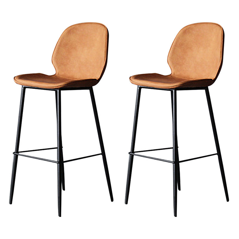 Contemporary Faux Fur Bar Stool Footrest Indoor Iron Legs Counter & Bar Stool Orange 2 Piece Set Clearhalo 'Bar Furniture' 'Bar Stools' 'bar_stools' 'furn' 'furn_bar_stools' 'furniture_bar_stools' 'Kitchen & Dining Furniture' 'kitchen&dining_furn' 'kitchen' 'kitchen_furn' Furniture' 4346670