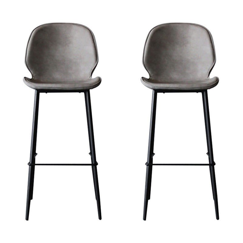 Contemporary Faux Fur Bar Stool Footrest Indoor Iron Legs Counter & Bar Stool Light Gray 2 Piece Set Clearhalo 'Bar Furniture' 'Bar Stools' 'bar_stools' 'furn' 'furn_bar_stools' 'furniture_bar_stools' 'Kitchen & Dining Furniture' 'kitchen&dining_furn' 'kitchen' 'kitchen_furn' Furniture' 4346675