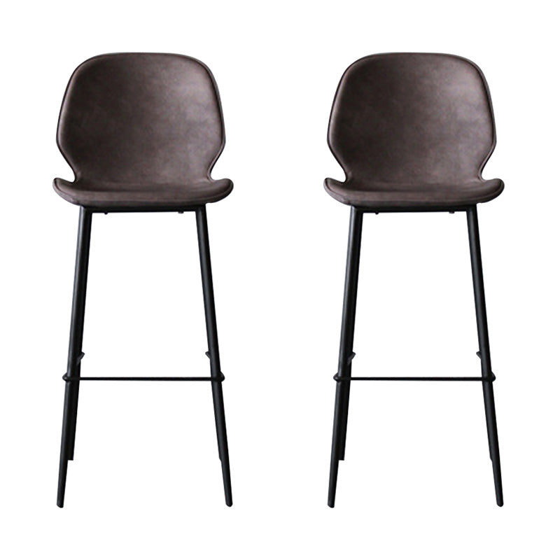 Contemporary Faux Fur Bar Stool Footrest Indoor Iron Legs Counter & Bar Stool Dark Brown 2 Piece Set Clearhalo 'Bar Furniture' 'Bar Stools' 'bar_stools' 'furn' 'furn_bar_stools' 'furniture_bar_stools' 'Kitchen & Dining Furniture' 'kitchen&dining_furn' 'kitchen' 'kitchen_furn' Furniture' 4346678