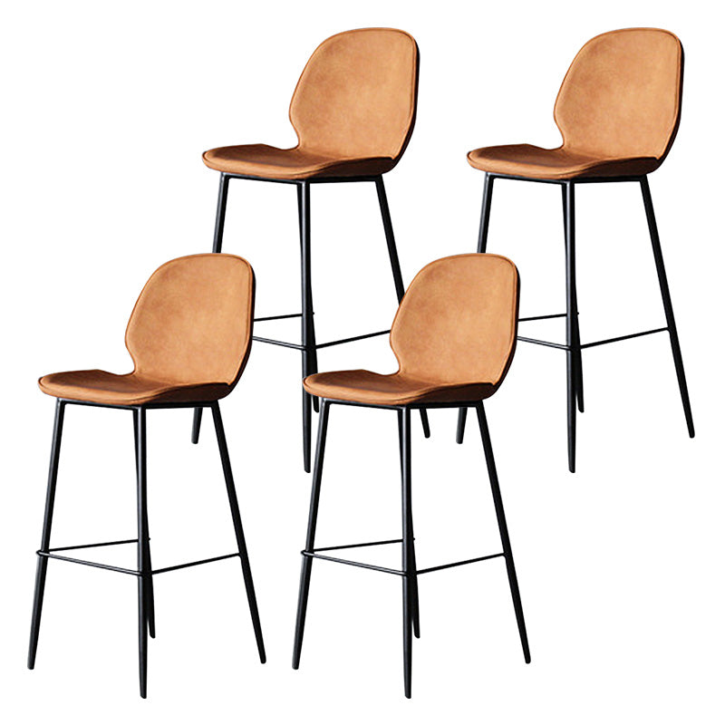 Contemporary Faux Fur Bar Stool Footrest Indoor Iron Legs Counter & Bar Stool Orange 4 Piece Set Clearhalo 'Bar Furniture' 'Bar Stools' 'bar_stools' 'furn' 'furn_bar_stools' 'furniture_bar_stools' 'Kitchen & Dining Furniture' 'kitchen&dining_furn' 'kitchen' 'kitchen_furn' Furniture' 4346680
