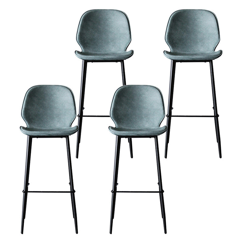 Contemporary Faux Fur Bar Stool Footrest Indoor Iron Legs Counter & Bar Stool Ocean Blue 4 Piece Set Clearhalo 'Bar Furniture' 'Bar Stools' 'bar_stools' 'furn' 'furn_bar_stools' 'furniture_bar_stools' 'Kitchen & Dining Furniture' 'kitchen&dining_furn' 'kitchen' 'kitchen_furn' Furniture' 4346682