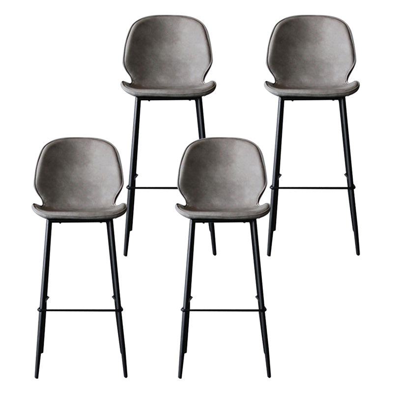Contemporary Faux Fur Bar Stool Footrest Indoor Iron Legs Counter & Bar Stool Light Gray 4 Piece Set Clearhalo 'Bar Furniture' 'Bar Stools' 'bar_stools' 'furn' 'furn_bar_stools' 'furniture_bar_stools' 'Kitchen & Dining Furniture' 'kitchen&dining_furn' 'kitchen' 'kitchen_furn' Furniture' 4346684