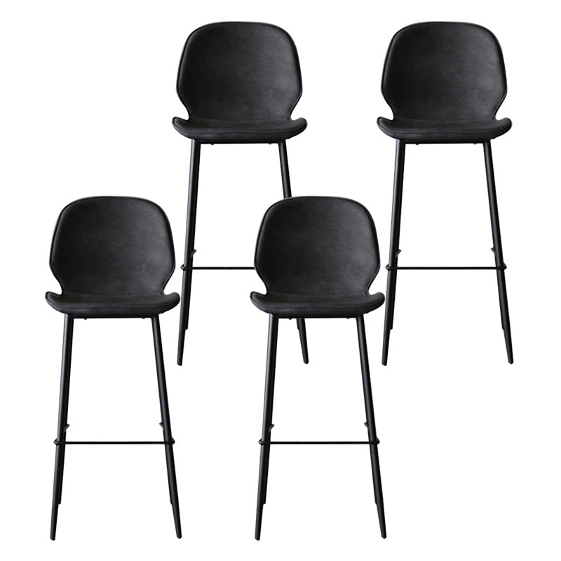 Contemporary Faux Fur Bar Stool Footrest Indoor Iron Legs Counter & Bar Stool Dark Gray 4 Piece Set Clearhalo 'Bar Furniture' 'Bar Stools' 'bar_stools' 'furn' 'furn_bar_stools' 'furniture_bar_stools' 'Kitchen & Dining Furniture' 'kitchen&dining_furn' 'kitchen' 'kitchen_furn' Furniture' 4346686