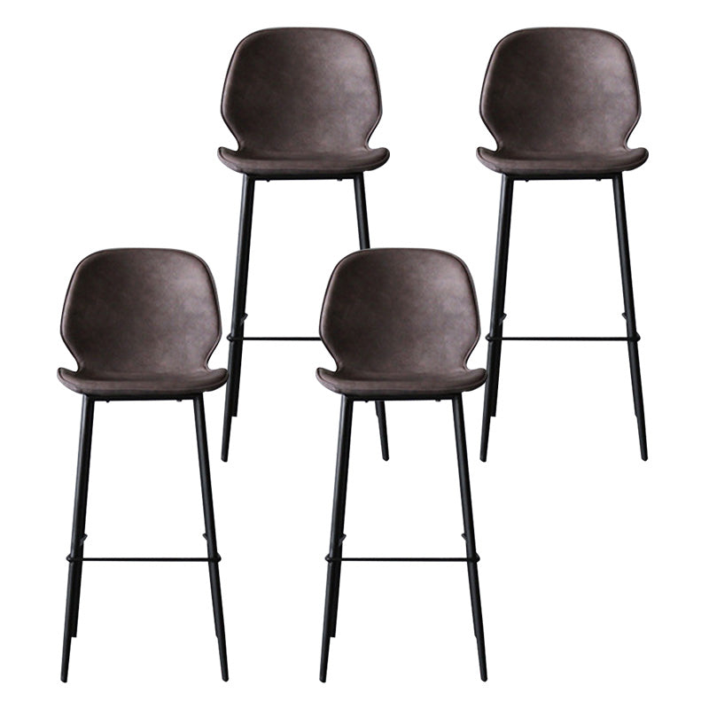 Contemporary Faux Fur Bar Stool Footrest Indoor Iron Legs Counter & Bar Stool Dark Brown 4 Piece Set Clearhalo 'Bar Furniture' 'Bar Stools' 'bar_stools' 'furn' 'furn_bar_stools' 'furniture_bar_stools' 'Kitchen & Dining Furniture' 'kitchen&dining_furn' 'kitchen' 'kitchen_furn' Furniture' 4346687