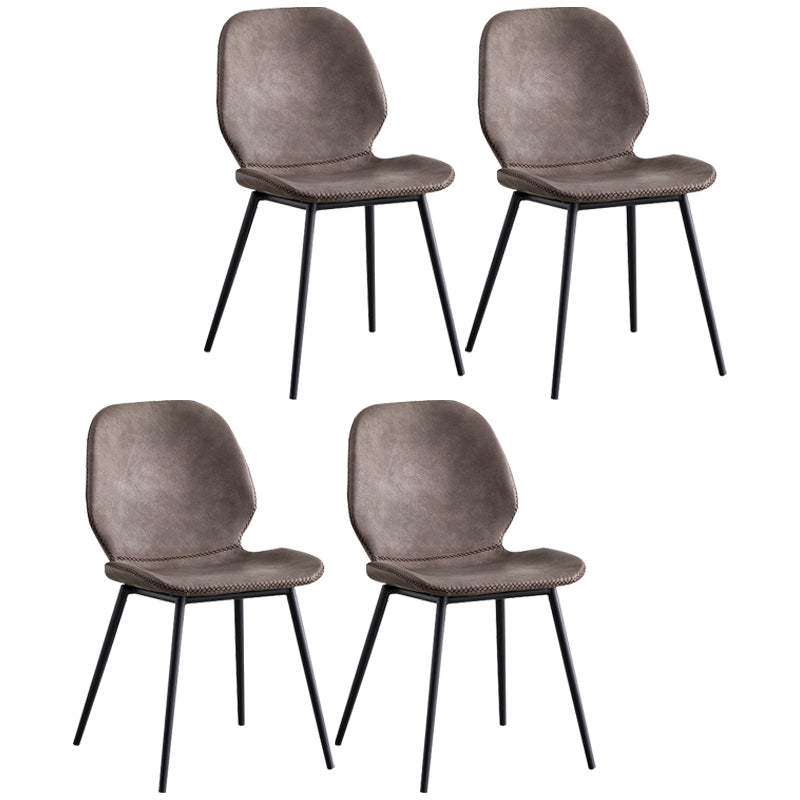Industrial Design Armless Solid Back Chairs Leather Dining Chairs for Kitchen Grey 4 Piece Set Clearhalo ' kitchen&dining_furn' 'Dining Chairs' 'Dining Tables & Seating' 'dining_chair' 'furn' 'furn_dining_chair' 'Furniture' 'furniture_dining_chair' 'Kitchen & Dining Furniture' 'kitchen' 4347061