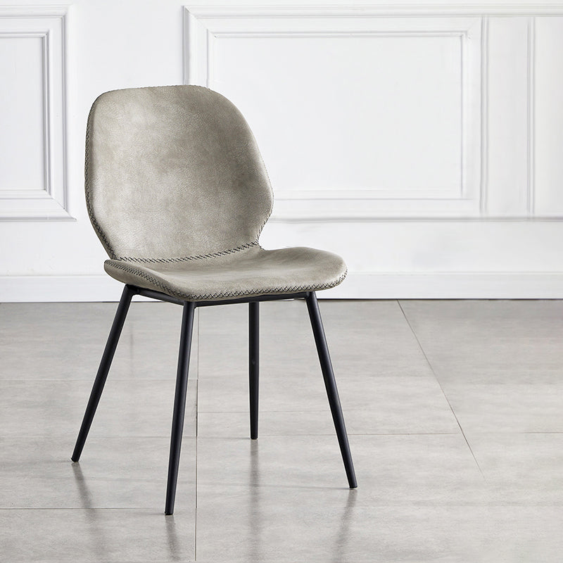 Industrial Design Armless Solid Back Chairs Leather Dining Chairs for Kitchen Light Gray 1 Piece Clearhalo ' kitchen&dining_furn' 'Dining Chairs' 'Dining Tables & Seating' 'dining_chair' 'furn' 'furn_dining_chair' 'Furniture' 'furniture_dining_chair' 'Kitchen & Dining Furniture' 'kitchen' 4347063