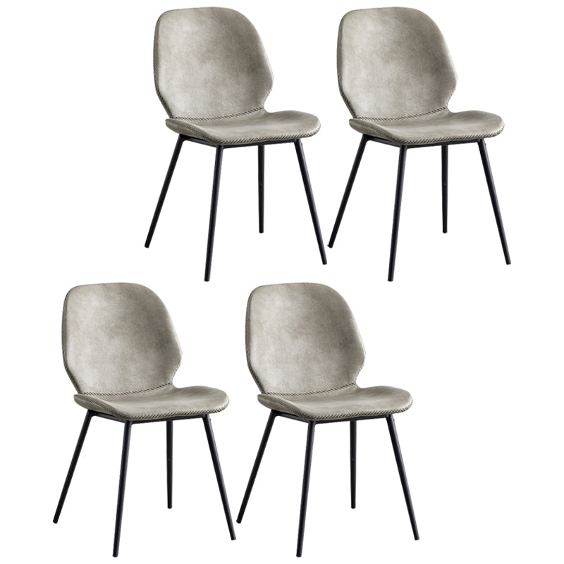 Industrial Design Armless Solid Back Chairs Leather Dining Chairs for Kitchen Light Gray 4 Piece Set Clearhalo ' kitchen&dining_furn' 'Dining Chairs' 'Dining Tables & Seating' 'dining_chair' 'furn' 'furn_dining_chair' 'Furniture' 'furniture_dining_chair' 'Kitchen & Dining Furniture' 'kitchen' 4347067