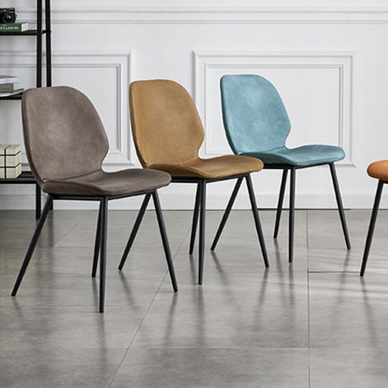 Industrial Design Armless Solid Back Chairs Leather Dining Chairs for Kitchen Clearhalo ' kitchen&dining_furn' 'Dining Chairs' 'Dining Tables & Seating' 'dining_chair' 'furn' 'furn_dining_chair' 'Furniture' 'furniture_dining_chair' 'Kitchen & Dining Furniture' 'kitchen' 4347071