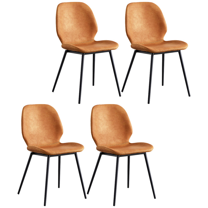 Industrial Design Armless Solid Back Chairs Leather Dining Chairs for Kitchen Orange 4 Piece Set Clearhalo ' kitchen&dining_furn' 'Dining Chairs' 'Dining Tables & Seating' 'dining_chair' 'furn' 'furn_dining_chair' 'Furniture' 'furniture_dining_chair' 'Kitchen & Dining Furniture' 'kitchen' 4347073