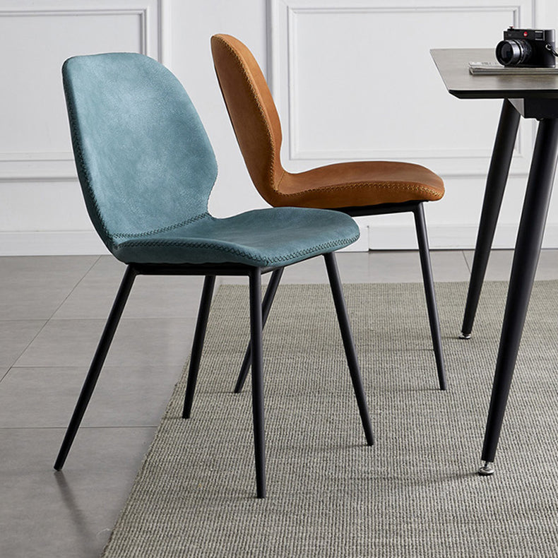 Industrial Design Armless Solid Back Chairs Leather Dining Chairs for Kitchen Clearhalo ' kitchen&dining_furn' 'Dining Chairs' 'Dining Tables & Seating' 'dining_chair' 'furn' 'furn_dining_chair' 'Furniture' 'furniture_dining_chair' 'Kitchen & Dining Furniture' 'kitchen' 4347077