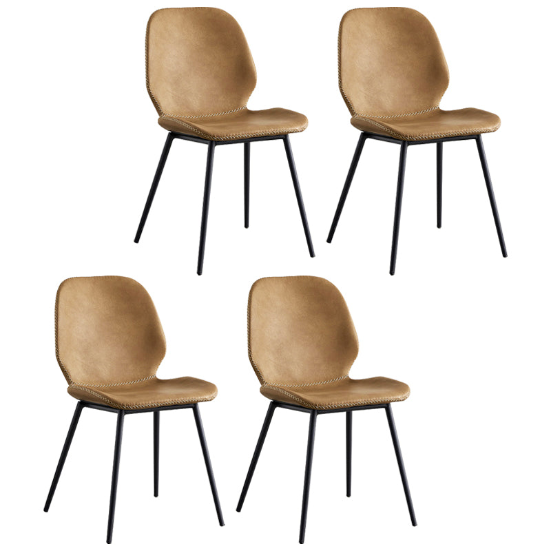 Industrial Design Armless Solid Back Chairs Leather Dining Chairs for Kitchen Brown 4 Piece Set Clearhalo ' kitchen&dining_furn' 'Dining Chairs' 'Dining Tables & Seating' 'dining_chair' 'furn' 'furn_dining_chair' 'Furniture' 'furniture_dining_chair' 'Kitchen & Dining Furniture' 'kitchen' 4347079