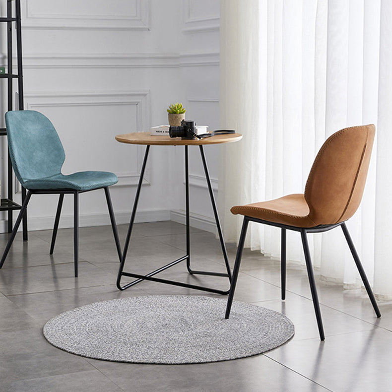 Industrial Design Armless Solid Back Chairs Leather Dining Chairs for Kitchen Clearhalo ' kitchen&dining_furn' 'Dining Chairs' 'Dining Tables & Seating' 'dining_chair' 'furn' 'furn_dining_chair' 'Furniture' 'furniture_dining_chair' 'Kitchen & Dining Furniture' 'kitchen' 4347080