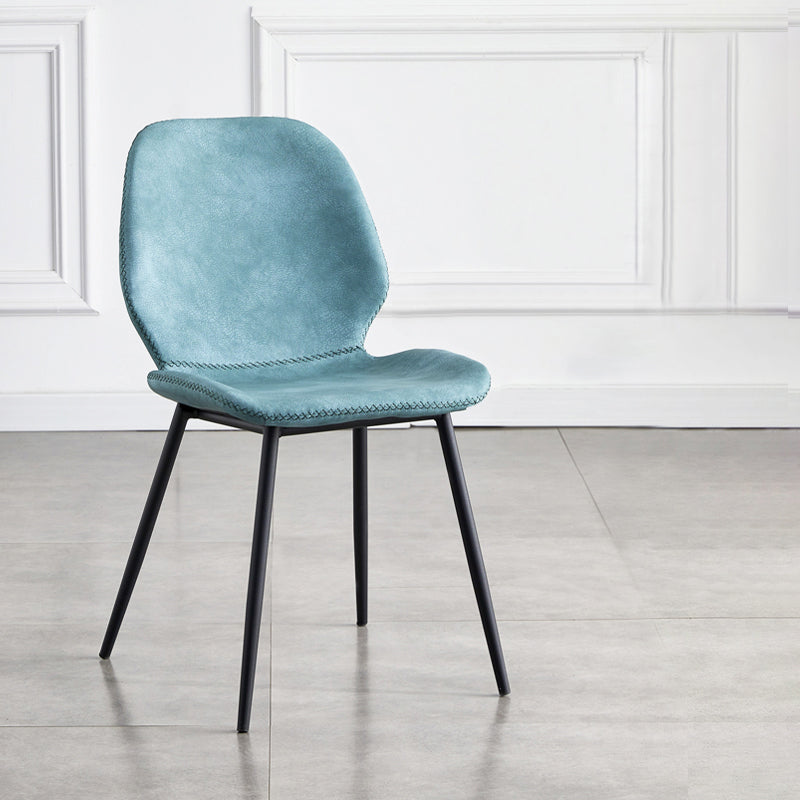 Industrial Design Armless Solid Back Chairs Leather Dining Chairs for Kitchen Blue 1 Piece Clearhalo ' kitchen&dining_furn' 'Dining Chairs' 'Dining Tables & Seating' 'dining_chair' 'furn' 'furn_dining_chair' 'Furniture' 'furniture_dining_chair' 'Kitchen & Dining Furniture' 'kitchen' 4347081