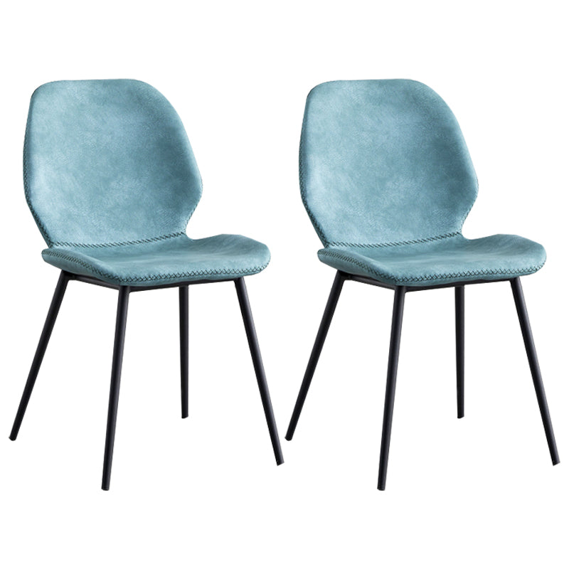 Industrial Design Armless Solid Back Chairs Leather Dining Chairs for Kitchen Blue 2 Piece Set Clearhalo ' kitchen&dining_furn' 'Dining Chairs' 'Dining Tables & Seating' 'dining_chair' 'furn' 'furn_dining_chair' 'Furniture' 'furniture_dining_chair' 'Kitchen & Dining Furniture' 'kitchen' 4347082