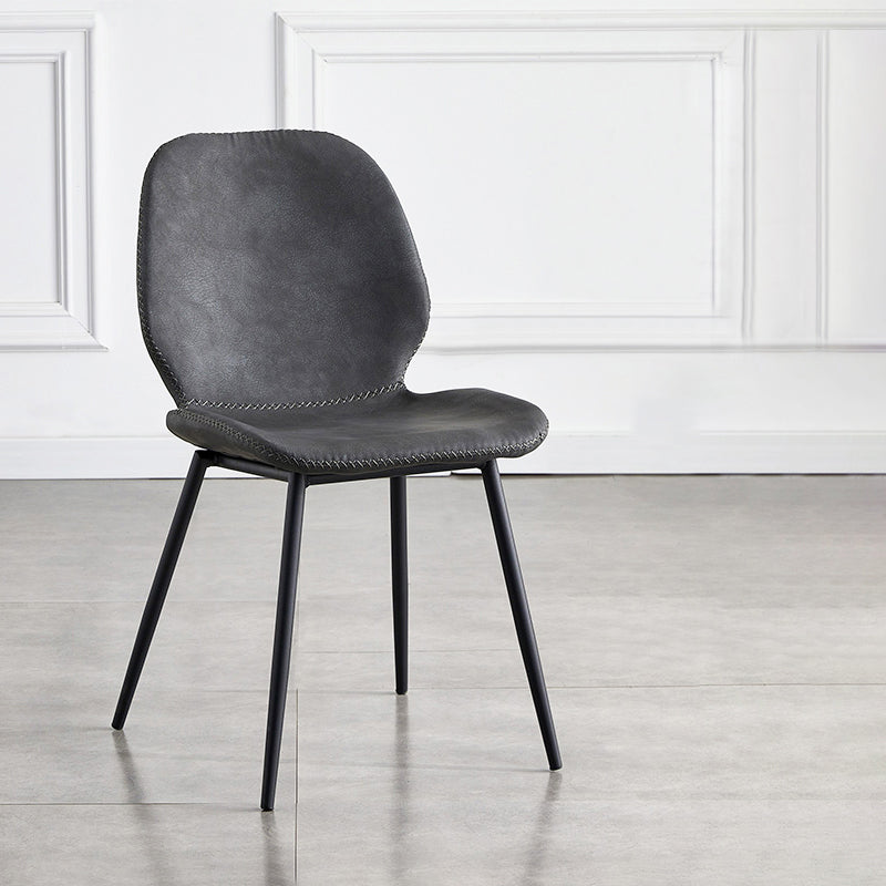 Industrial Design Armless Solid Back Chairs Leather Dining Chairs for Kitchen Black-Gray 1 Piece Clearhalo ' kitchen&dining_furn' 'Dining Chairs' 'Dining Tables & Seating' 'dining_chair' 'furn' 'furn_dining_chair' 'Furniture' 'furniture_dining_chair' 'Kitchen & Dining Furniture' 'kitchen' 4347084