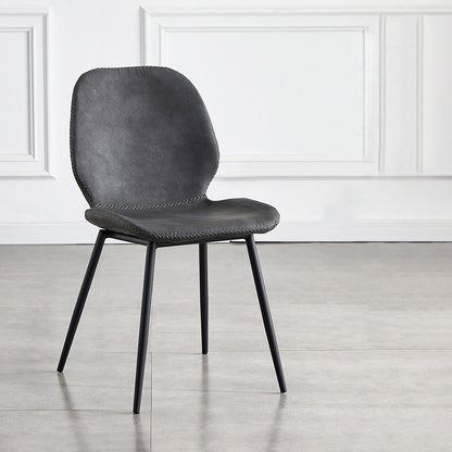 Industrial Design Armless Solid Back Chairs Leather Dining Chairs for Kitchen Black-Gray 1 Piece Clearhalo ' kitchen&dining_furn' 'Dining Chairs' 'Dining Tables & Seating' 'dining_chair' 'furn' 'furn_dining_chair' 'Furniture' 'furniture_dining_chair' 'Kitchen & Dining Furniture' 'kitchen' 4347084