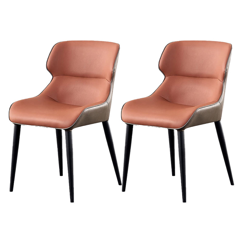 Contemporary Restaurant Leather Side Chair Matte Finish Wingback Dining Chair Orange 2 Piece Set Clearhalo ' kitchen&dining_furn' 'Dining Chairs' 'Dining Tables & Seating' 'dining_chair' 'furn' 'furn_dining_chair' 'Furniture' 'furniture_dining_chair' 'Kitchen & Dining Furniture' 'kitchen' 4347089