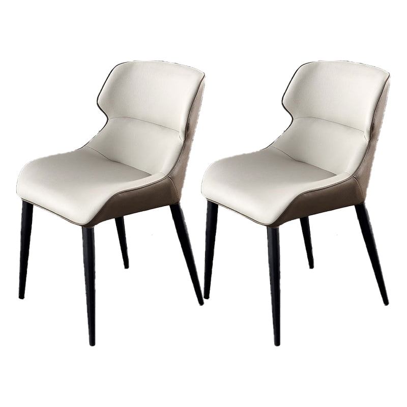 Contemporary Restaurant Leather Side Chair Matte Finish Wingback Dining Chair Cream Gray 2 Piece Set Clearhalo ' kitchen&dining_furn' 'Dining Chairs' 'Dining Tables & Seating' 'dining_chair' 'furn' 'furn_dining_chair' 'Furniture' 'furniture_dining_chair' 'Kitchen & Dining Furniture' 'kitchen' 4347090