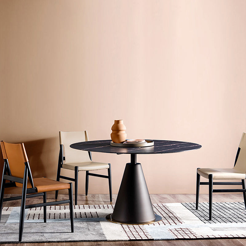 Designer Style Restaurant Solid Back Side Chair Leather Brown Dining Chair Clearhalo ' kitchen&dining_furn' 'Dining Chairs' 'Dining Tables & Seating' 'dining_chair' 'furn' 'furn_dining_chair' 'Furniture' 'furniture_dining_chair' 'Kitchen & Dining Furniture' 'kitchen' 4347104