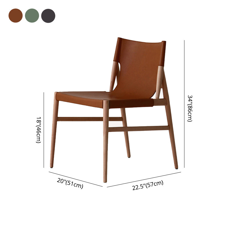 Designer Style Restaurant Solid Back Side Chair Leather Brown Dining Chair Clearhalo ' kitchen&dining_furn' 'Dining Chairs' 'Dining Tables & Seating' 'dining_chair' 'furn' 'furn_dining_chair' 'Furniture' 'furniture_dining_chair' 'Kitchen & Dining Furniture' 'kitchen' 4347113