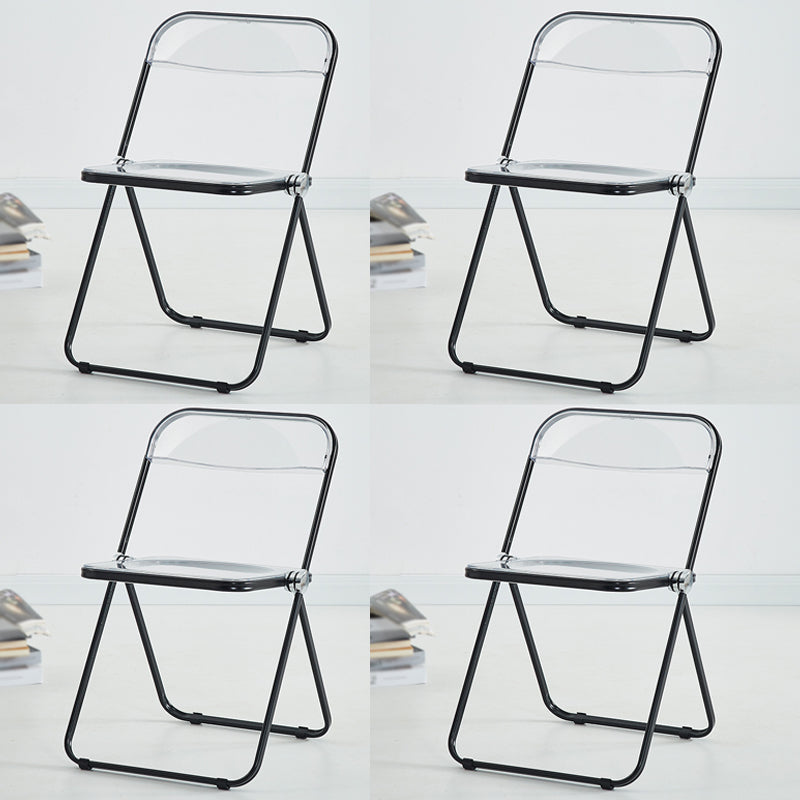Metal Modern Dining Chair Indoor Folding Open Back Dining Side Chair Matte Black 4 Piece Set Clearhalo ' kitchen&dining_furn' 'Dining Chairs' 'Dining Tables & Seating' 'dining_chair' 'furn' 'furn_dining_chair' 'Furniture' 'furniture_dining_chair' 'Kitchen & Dining Furniture' 'kitchen' 4347515