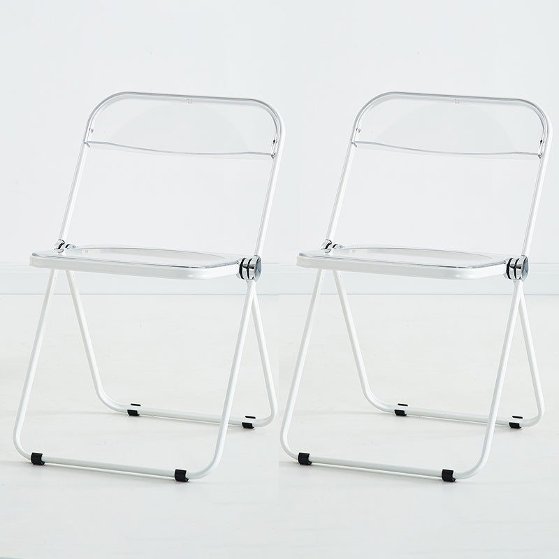 Metal Modern Dining Chair Indoor Folding Open Back Dining Side Chair White 2 Piece Set Clearhalo ' kitchen&dining_furn' 'Dining Chairs' 'Dining Tables & Seating' 'dining_chair' 'furn' 'furn_dining_chair' 'Furniture' 'furniture_dining_chair' 'Kitchen & Dining Furniture' 'kitchen' 4347520