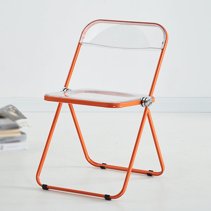Metal Modern Dining Chair Indoor Folding Open Back Dining Side Chair Orange 1 Piece Clearhalo ' kitchen&dining_furn' 'Dining Chairs' 'Dining Tables & Seating' 'dining_chair' 'furn' 'furn_dining_chair' 'Furniture' 'furniture_dining_chair' 'Kitchen & Dining Furniture' 'kitchen' 4347529