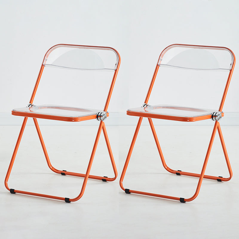 Metal Modern Dining Chair Indoor Folding Open Back Dining Side Chair Orange 2 Piece Set Clearhalo ' kitchen&dining_furn' 'Dining Chairs' 'Dining Tables & Seating' 'dining_chair' 'furn' 'furn_dining_chair' 'Furniture' 'furniture_dining_chair' 'Kitchen & Dining Furniture' 'kitchen' 4347531