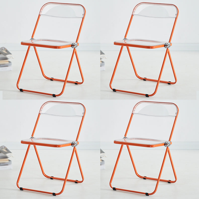 Metal Modern Dining Chair Indoor Folding Open Back Dining Side Chair Orange 4 Piece Set Clearhalo ' kitchen&dining_furn' 'Dining Chairs' 'Dining Tables & Seating' 'dining_chair' 'furn' 'furn_dining_chair' 'Furniture' 'furniture_dining_chair' 'Kitchen & Dining Furniture' 'kitchen' 4347534