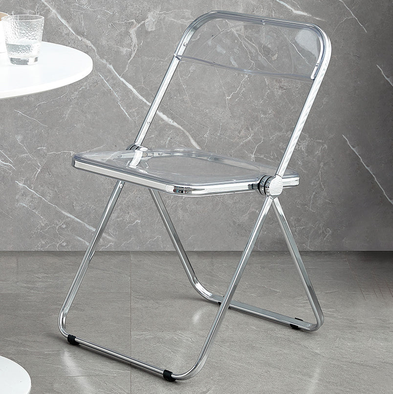 Metal Modern Dining Chair Indoor Folding Open Back Dining Side Chair Clear 1 Piece Clearhalo ' kitchen&dining_furn' 'Dining Chairs' 'Dining Tables & Seating' 'dining_chair' 'furn' 'furn_dining_chair' 'Furniture' 'furniture_dining_chair' 'Kitchen & Dining Furniture' 'kitchen' 4347535