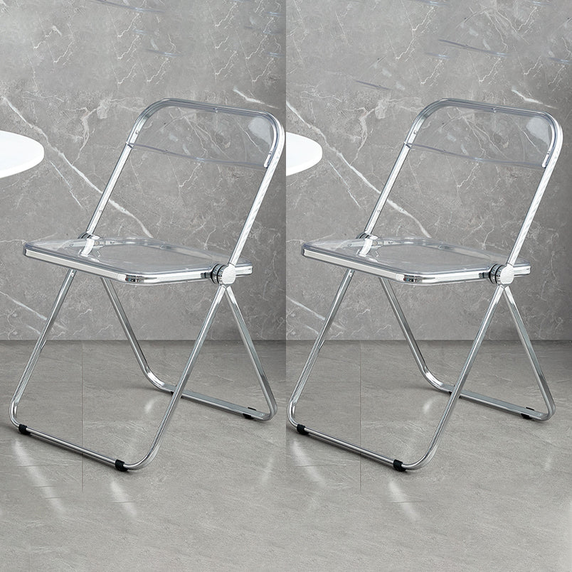 Metal Modern Dining Chair Indoor Folding Open Back Dining Side Chair Clear 2 Piece Set Clearhalo ' kitchen&dining_furn' 'Dining Chairs' 'Dining Tables & Seating' 'dining_chair' 'furn' 'furn_dining_chair' 'Furniture' 'furniture_dining_chair' 'Kitchen & Dining Furniture' 'kitchen' 4347536