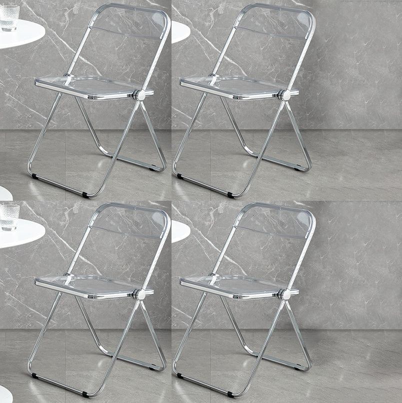 Metal Modern Dining Chair Indoor Folding Open Back Dining Side Chair Clear 4 Piece Set Clearhalo ' kitchen&dining_furn' 'Dining Chairs' 'Dining Tables & Seating' 'dining_chair' 'furn' 'furn_dining_chair' 'Furniture' 'furniture_dining_chair' 'Kitchen & Dining Furniture' 'kitchen' 4347537