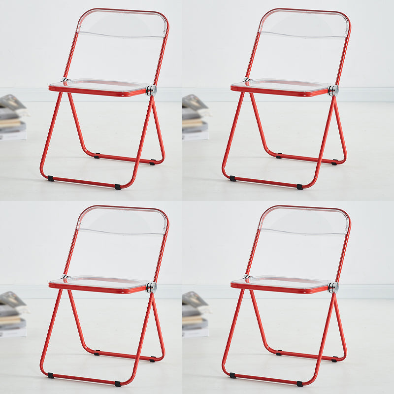 Metal Modern Dining Chair Indoor Folding Open Back Dining Side Chair Watermelon Red 4 Piece Set Clearhalo ' kitchen&dining_furn' 'Dining Chairs' 'Dining Tables & Seating' 'dining_chair' 'furn' 'furn_dining_chair' 'Furniture' 'furniture_dining_chair' 'Kitchen & Dining Furniture' 'kitchen' 4347546