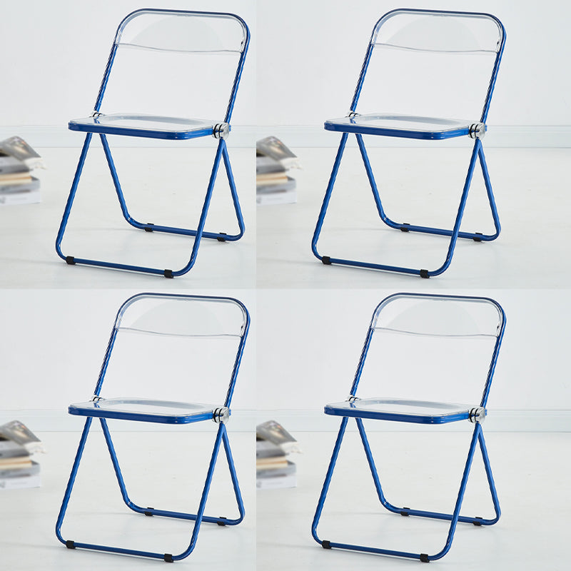 Metal Modern Dining Chair Indoor Folding Open Back Dining Side Chair Dark Blue 4 Piece Set Clearhalo ' kitchen&dining_furn' 'Dining Chairs' 'Dining Tables & Seating' 'dining_chair' 'furn' 'furn_dining_chair' 'Furniture' 'furniture_dining_chair' 'Kitchen & Dining Furniture' 'kitchen' 4347549