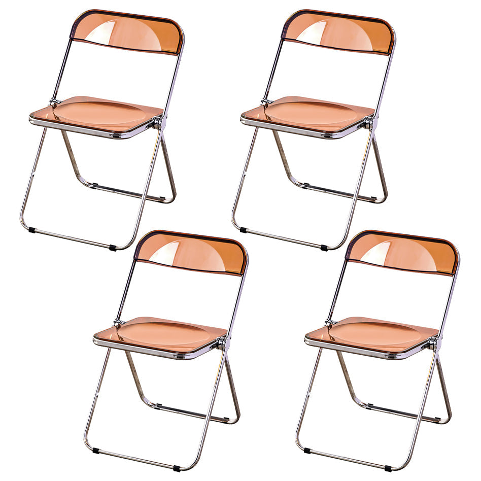 Metal Modern Dining Chair Indoor Folding Open Back Dining Side Chair Tan 4 Piece Set Clearhalo ' kitchen&dining_furn' 'Dining Chairs' 'Dining Tables & Seating' 'dining_chair' 'furn' 'furn_dining_chair' 'Furniture' 'furniture_dining_chair' 'Kitchen & Dining Furniture' 'kitchen' 4347552