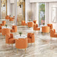 Modern Sintered Stone Dining Set 1/2/3/4/5 Pieces Dining Furniture Set /Separate Items 4 Pieces: White Table, 3 Orange Chairs Clearhalo 'Dining Room Sets' 'Dining Tables & Seating' 'dining_room_set' 'furn' 'furn_dining_room_set' 'Furniture' 'furniture_dining_room_set' 'Kitchen & Dining Furniture' 'kitchen&dining_furn' 'kitchen' 4353143