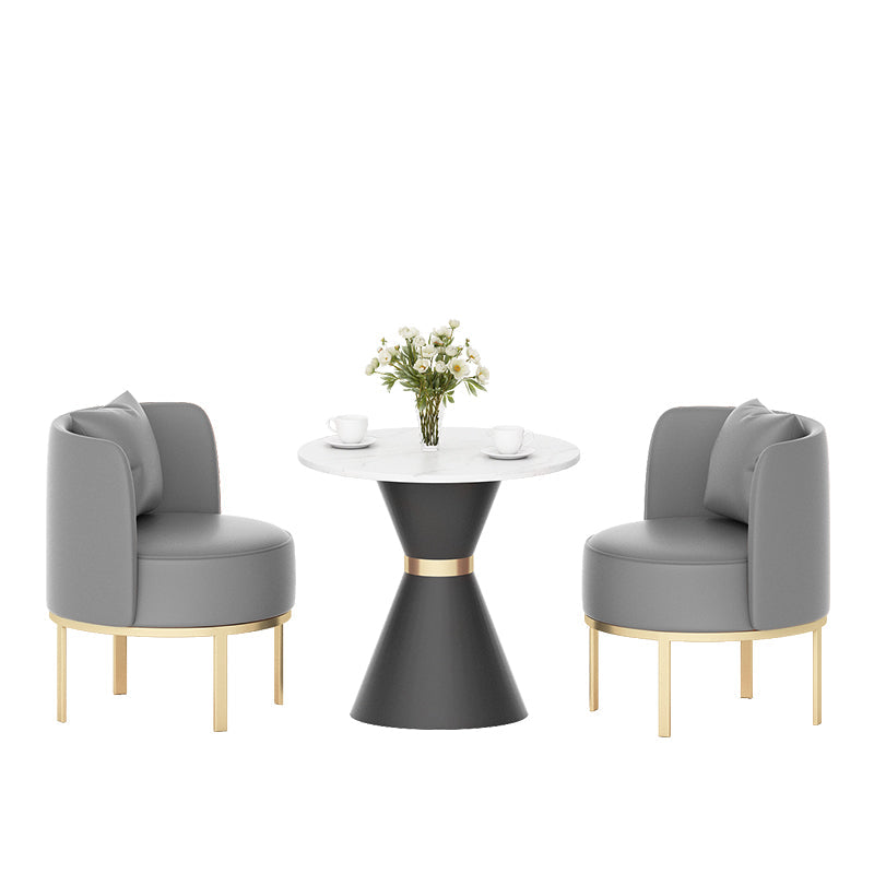 Modern Sintered Stone Dining Set 1/2/3/4/5 Pieces Dining Furniture Set /Separate Items 3 Pieces: White Table, 2 Grey Chairs Clearhalo 'Dining Room Sets' 'Dining Tables & Seating' 'dining_room_set' 'furn' 'furn_dining_room_set' 'Furniture' 'furniture_dining_room_set' 'Kitchen & Dining Furniture' 'kitchen&dining_furn' 'kitchen' 4353147