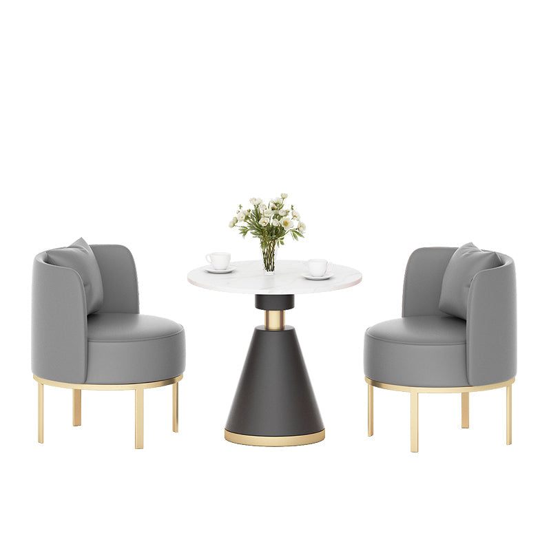 Modern Sintered Stone Dining Set 1/2/3/4/5 Pieces Dining Furniture Set /Separate Items 3 Pieces: White-Black Table, 2 Grey Chairs Clearhalo 'Dining Room Sets' 'Dining Tables & Seating' 'dining_room_set' 'furn' 'furn_dining_room_set' 'Furniture' 'furniture_dining_room_set' 'Kitchen & Dining Furniture' 'kitchen&dining_furn' 'kitchen' 4353149
