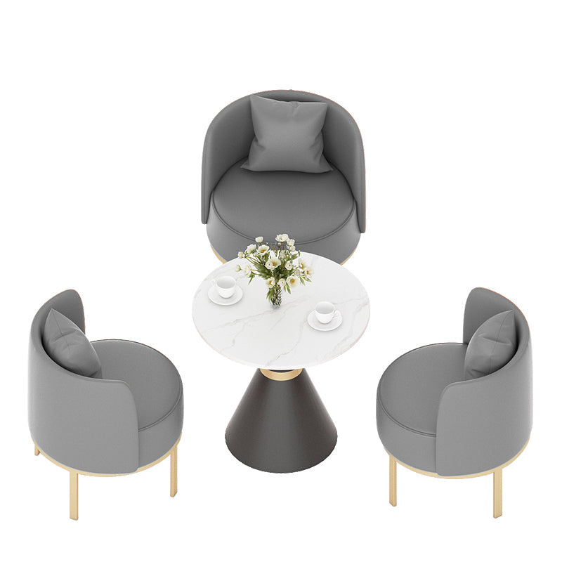 Modern Sintered Stone Dining Set 1/2/3/4/5 Pieces Dining Furniture Set /Separate Items 4 Pieces: White Table, 3 Grey Chairs Clearhalo 'Dining Room Sets' 'Dining Tables & Seating' 'dining_room_set' 'furn' 'furn_dining_room_set' 'Furniture' 'furniture_dining_room_set' 'Kitchen & Dining Furniture' 'kitchen&dining_furn' 'kitchen' 4353163