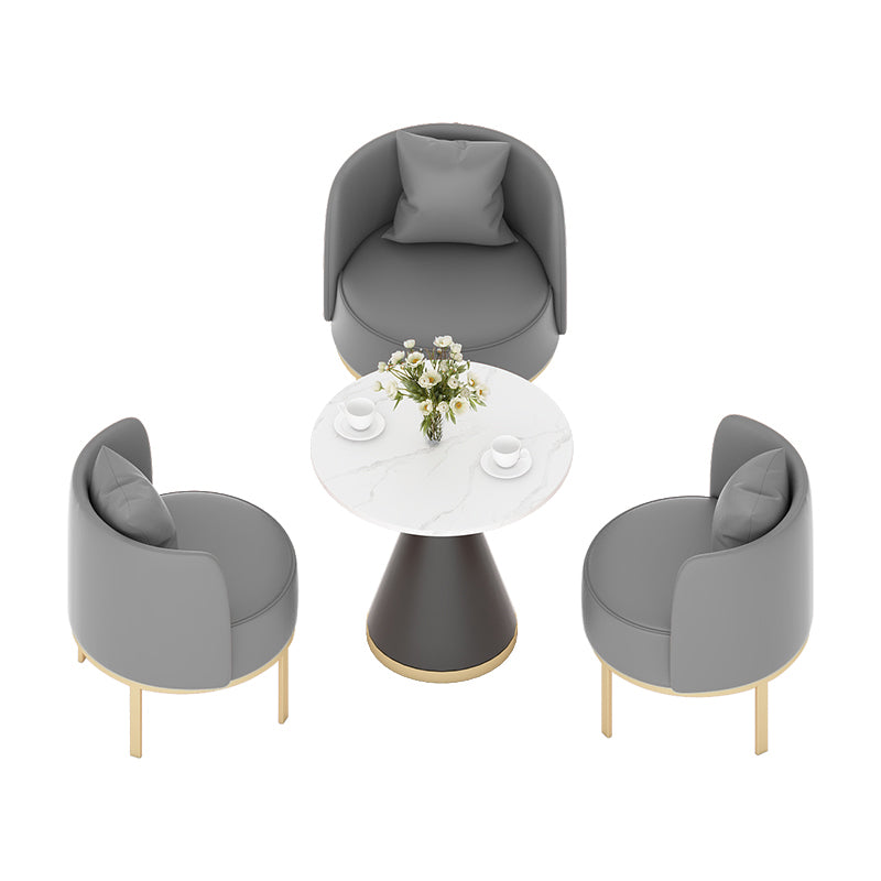 Modern Sintered Stone Dining Set 1/2/3/4/5 Pieces Dining Furniture Set /Separate Items 4 Pieces: White-Black Table, 3 Grey Chairs Clearhalo 'Dining Room Sets' 'Dining Tables & Seating' 'dining_room_set' 'furn' 'furn_dining_room_set' 'Furniture' 'furniture_dining_room_set' 'Kitchen & Dining Furniture' 'kitchen&dining_furn' 'kitchen' 4353164