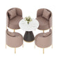 Modern Sintered Stone Dining Set 1/2/3/4/5 Pieces Dining Furniture Set /Separate Items 5 Pieces: White-Black Table, 4 Brown Chairs Clearhalo 'Dining Room Sets' 'Dining Tables & Seating' 'dining_room_set' 'furn' 'furn_dining_room_set' 'Furniture' 'furniture_dining_room_set' 'Kitchen & Dining Furniture' 'kitchen&dining_furn' 'kitchen' 4353166