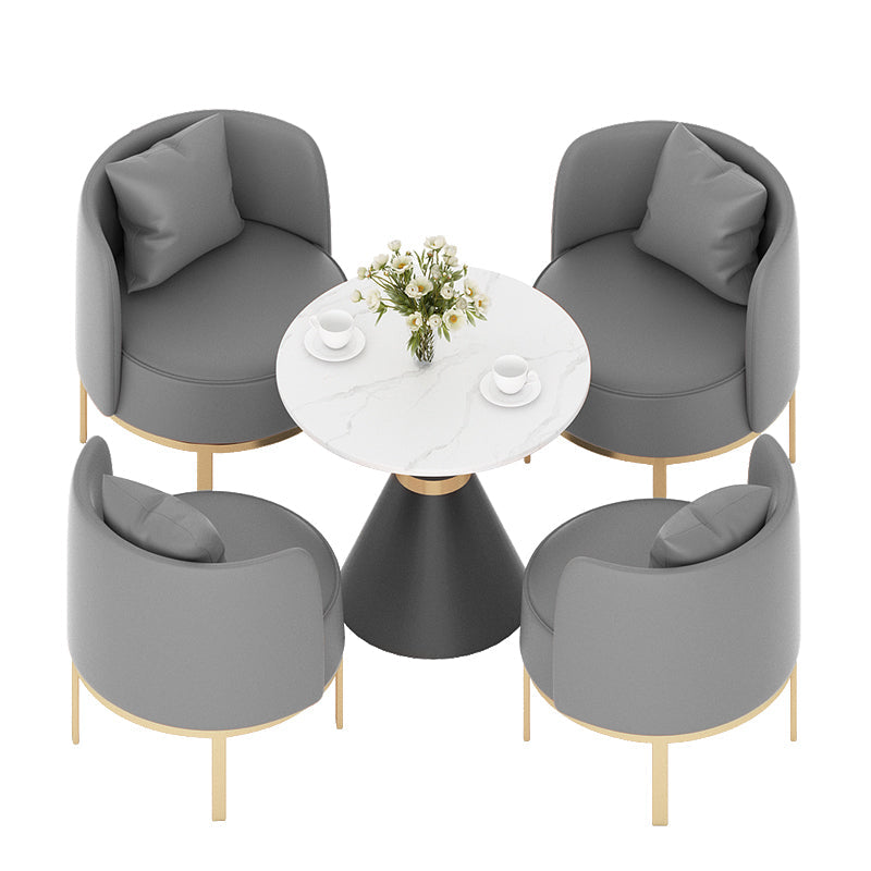 Modern Sintered Stone Dining Set 1/2/3/4/5 Pieces Dining Furniture Set /Separate Items 5 Pieces: White Table, 4 Grey Chairs Clearhalo 'Dining Room Sets' 'Dining Tables & Seating' 'dining_room_set' 'furn' 'furn_dining_room_set' 'Furniture' 'furniture_dining_room_set' 'Kitchen & Dining Furniture' 'kitchen&dining_furn' 'kitchen' 4353167