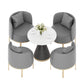 Modern Sintered Stone Dining Set 1/2/3/4/5 Pieces Dining Furniture Set /Separate Items 5 Pieces: White-Black Table, 4 Grey Chairs Clearhalo 'Dining Room Sets' 'Dining Tables & Seating' 'dining_room_set' 'furn' 'furn_dining_room_set' 'Furniture' 'furniture_dining_room_set' 'Kitchen & Dining Furniture' 'kitchen&dining_furn' 'kitchen' 4353168