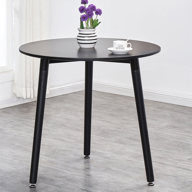 Industrial Style Dining Table 4 Legs Dining Table with Wooden Base for Home Use Round Black 27.6"L x 27.6"W x 27.6"H Clearhalo ' dining_table' 'Dining Tables & Seating' 'Dining Tables' 'furn' 'furn_dining_table' 'Furniture' 'furniture_dining_table' 'Kitchen & Dining Furniture' 'kitchen&dining_furn' 'kitchen' 'kitchen_dining_table' 4353197