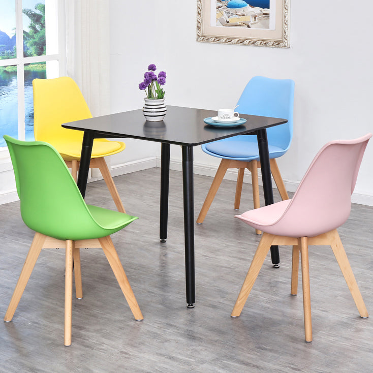 Industrial Style Dining Table 4 Legs Dining Table with Wooden Base for Home Use Square Black 31.5"L x 31.5"W x 29.5"H Clearhalo ' dining_table' 'Dining Tables & Seating' 'Dining Tables' 'furn' 'furn_dining_table' 'Furniture' 'furniture_dining_table' 'Kitchen & Dining Furniture' 'kitchen&dining_furn' 'kitchen' 'kitchen_dining_table' 4353199