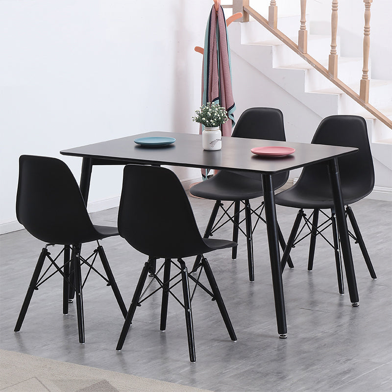 Industrial Style Dining Table 4 Legs Dining Table with Wooden Base for Home Use Rectangle Black 55.1"L x 31.5"W x 29.5"H Clearhalo ' dining_table' 'Dining Tables & Seating' 'Dining Tables' 'furn' 'furn_dining_table' 'Furniture' 'furniture_dining_table' 'Kitchen & Dining Furniture' 'kitchen&dining_furn' 'kitchen' 'kitchen_dining_table' 4353203