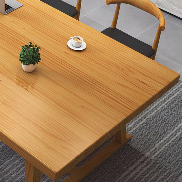 Modern Rectangle Furniture Pine Solid Wood Dining Site Table with Trestle Base Clearhalo ' dining_table' 'Dining Tables & Seating' 'Dining Tables' 'furn' 'furn_dining_table' 'Furniture' 'furniture_dining_table' 'Kitchen & Dining Furniture' 'kitchen&dining_furn' 'kitchen' 'kitchen_dining_table' 4353233