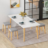 Industrial Wood Rectangle Dining Table Kitchen Standard Dining Table with 4 Legs Clearhalo ' dining_table' 'Dining Tables & Seating' 'Dining Tables' 'furn' 'furn_dining_table' 'Furniture' 'furniture_dining_table' 'Kitchen & Dining Furniture' 'kitchen&dining_furn' 'kitchen' 'kitchen_dining_table' 4353322