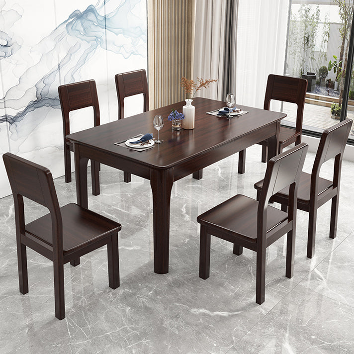 Industrial Standard Solid Wood Dining Table Rectangle Kitchen Dining Table with 4 Legs Base Walnut 51.2"L x 31.5"W x 29.5"H Without Chairs Clearhalo ' dining_table' 'Dining Tables & Seating' 'Dining Tables' 'furn' 'furn_dining_table' 'Furniture' 'furniture_dining_table' 'Kitchen & Dining Furniture' 'kitchen&dining_furn' 'kitchen' 'kitchen_dining_table' 4353338